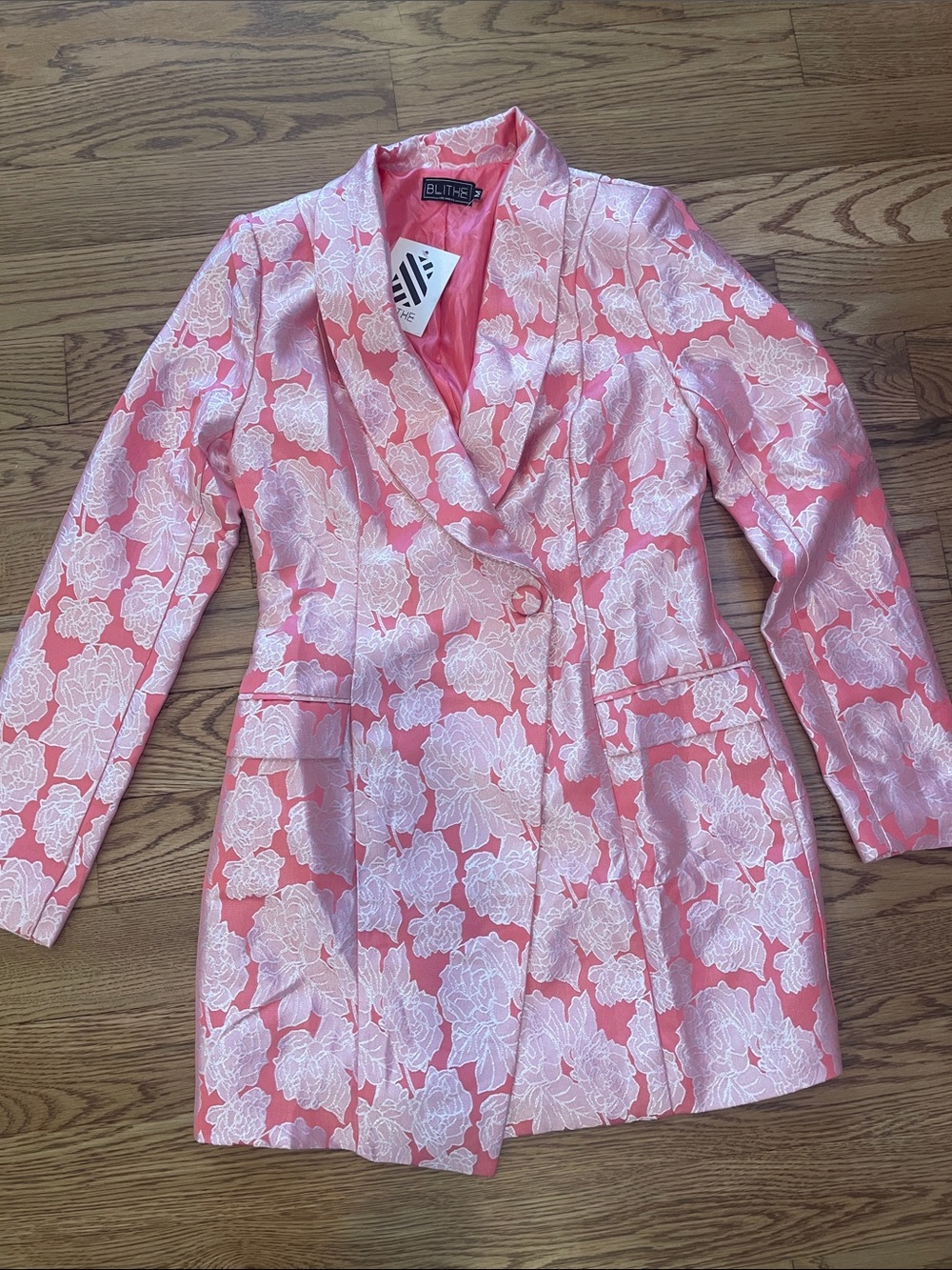 Blithe LA Floral Jacquard Pink Blazer Dress/jacket